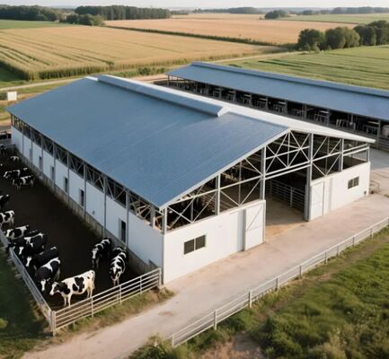 Hot-DIP Galvanized Steel Structure Cow Shelter with Customizable Span and Earthquake Resistant Design
