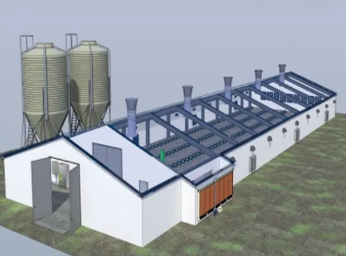 Vollautomatisches Stahl-Geflügelhaus mit Magnesium-Aluminium-Zink-beschichtetem Stahl für eine Lebensdauer von über 20 Jahren